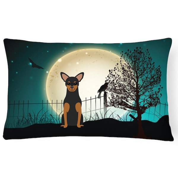 Micasa Halloween Scary Manchester Terrier Canvas Fabric Decorative Pillow - MI887542