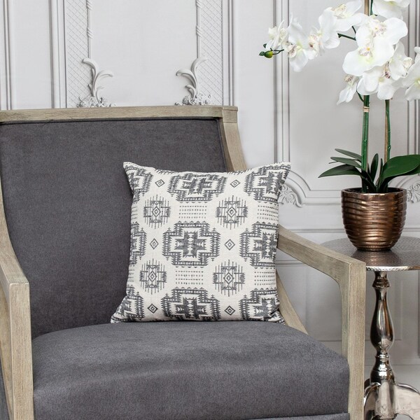 Homeroots 16 x 16 x 5 in. Gray Aztec Design Throw Pillow - 383091