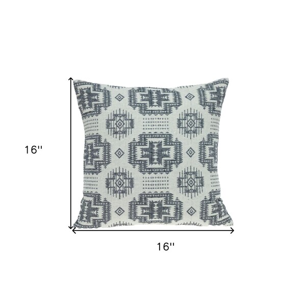 Homeroots 16 x 16 x 5 in. Gray Aztec Design Throw Pillow - 383091