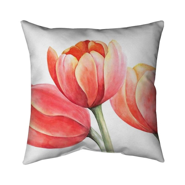 Begin Home Decor 26 x 26 in. Three Tulips Closeup-Double Sided Print Indoor Pillow - 5541-2626-FL247