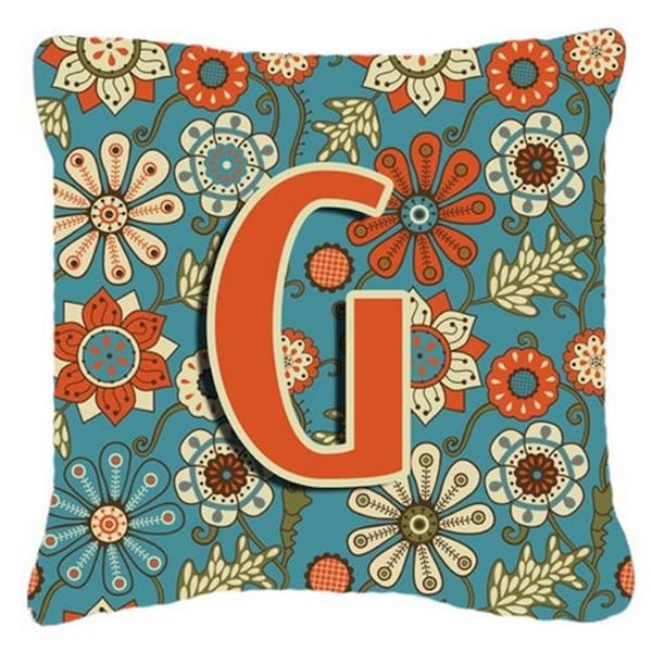 Carolines Treasures Carolines Treasures CJ2012-GPW1818 Letter G Flowers Retro Blue Canvas Fabric Decorative Pillow - CJ2012-GPW1818