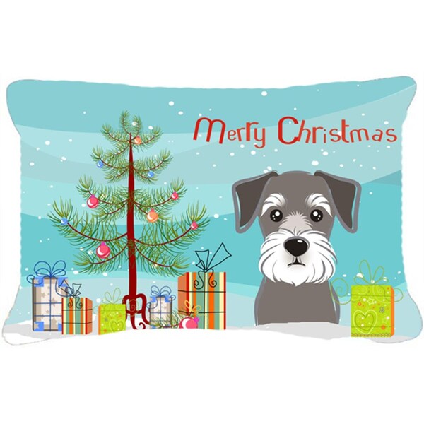 Carolines Treasures Christmas Tree & Schnauzer Fabric Decorative Pillow - CA78456