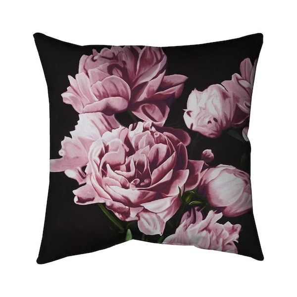 Begin Home Decor 20 x 20 in. Pink Peonies-Double Sided Print Indoor Pillow - 5541-2020-FL355-1