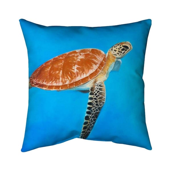 Begin Home Decor 26 x 26 in. Green Aquatic Turtle-Double Sided Print Indoor Pillow - 5541-2626-AN275