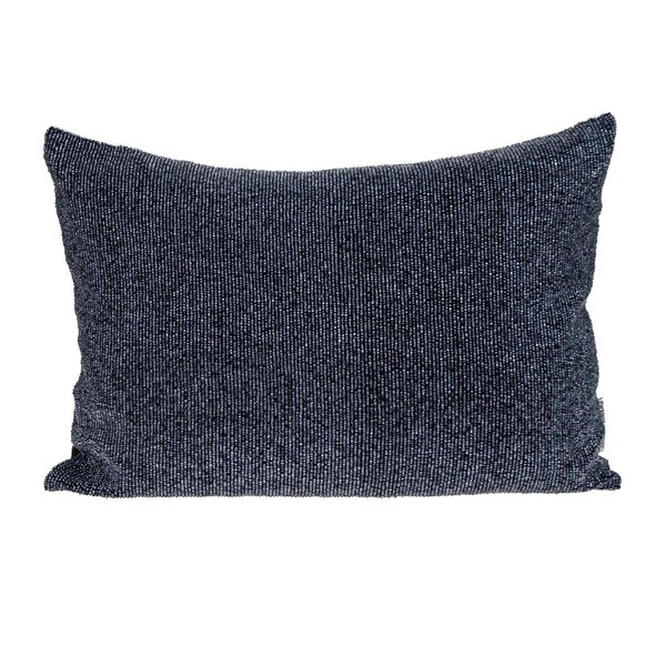 Homeroots Shimmering Metallic Blue Beaded Luxury Throw Pillow - 402720