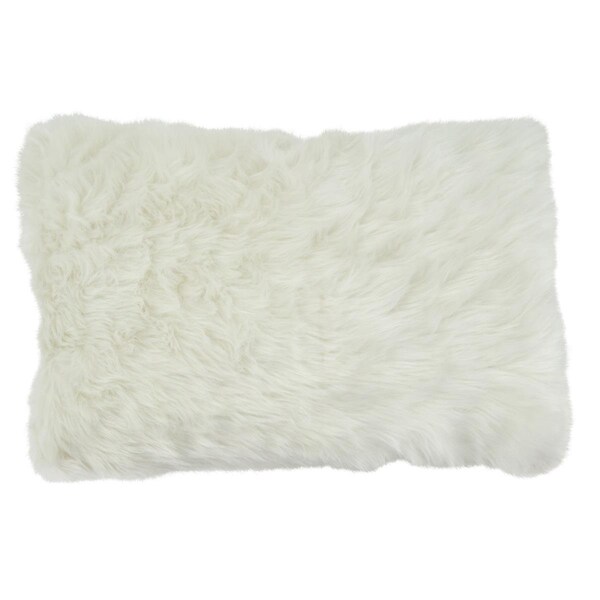 Rlm Distribution SARO  12 x 20 in. Oblong Poly Filled Faux Fur Throw Pillow  White - HO2658076