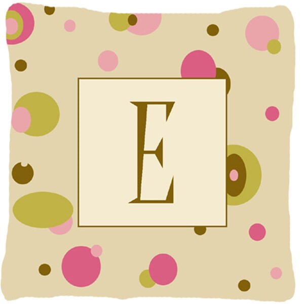 Jensendistributionservices Letter E Initial Monogram - Tan Dots Decorative Indoor & Outdoor Fabric Pillow - MI2556355