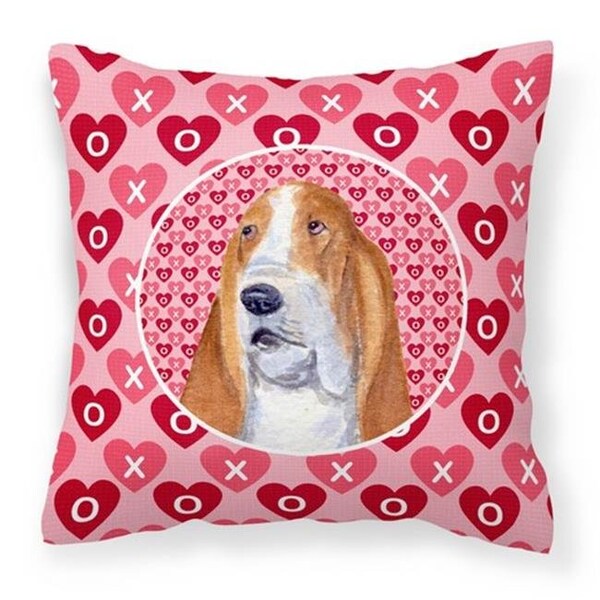 Carolines Treasures Carolines Treasures SS4528PW1414 Basset Hound Hearts Love & Valentines Day Portrait Fabric Decorative Pillow; 14 x 3 x 14 in. - SS4528PW1414