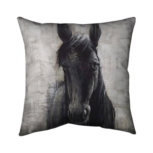 Begin Home Decor 20 x 20 in. Black Horse-Double Sided Print Indoor Pillow - 5541-2020-AN143