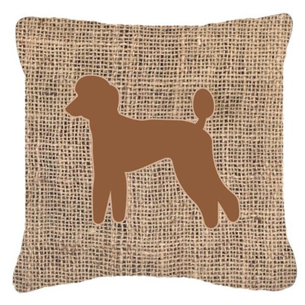 Carolines Treasures Carolines Treasures BB1114-BL-BN-PW1414 14 x 14 in. Poodle Burlap and Brown Decorative Fabric Pillow - BB1114-BL-BN-PW1414