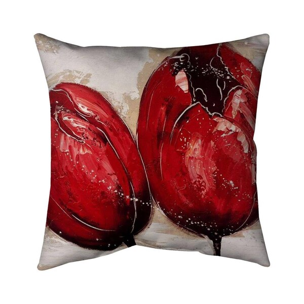 Fondo 20 x 20 in. Two Red Tulips-Double Sided Print Indoor Pillow - FO2772601