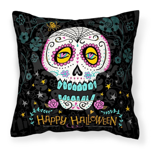 Carolines Treasures Happy Halloween Day of the Dead Fabric Decorative Pillow - VHA3035PW1818