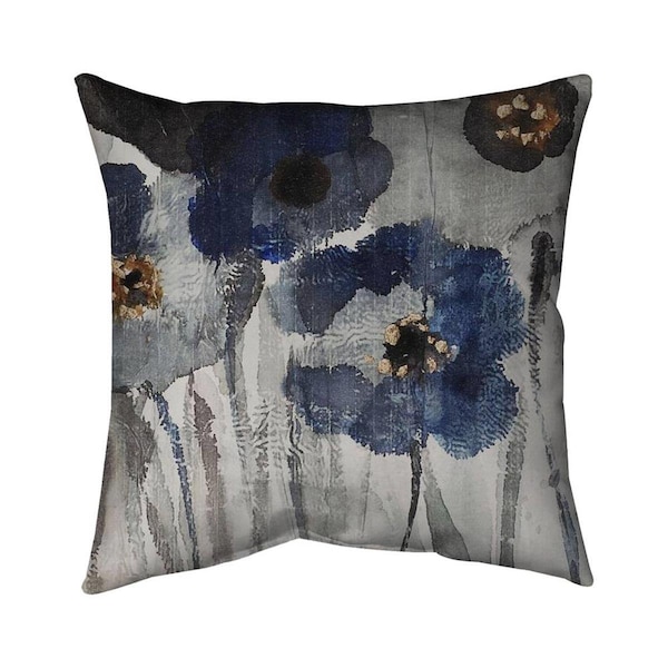 Fondo 26 x 26 in. Blue Blurry Flowers-Double Sided Print Indoor Pillow - FO2773854