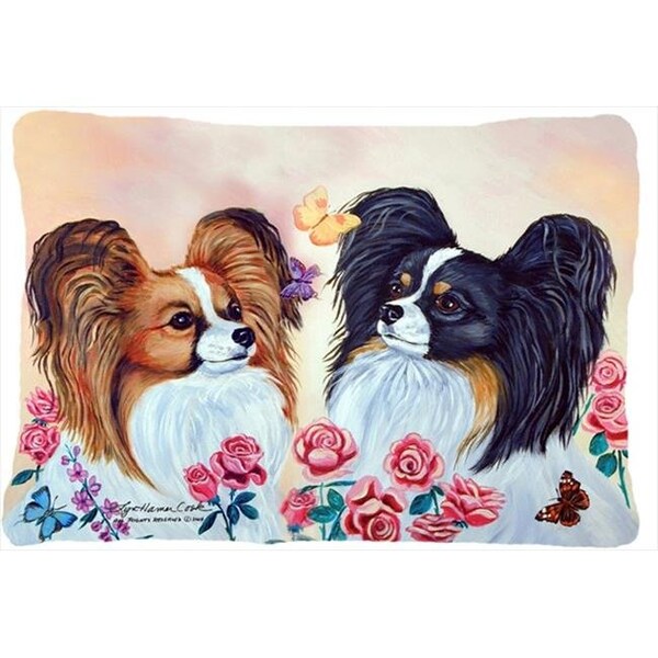 Carolines Treasures Carolines Treasures 7272PW1216 12 x 16 in. Papillon Decorative Indoor & Outdoor Fabric Pillow - 7272PW1216