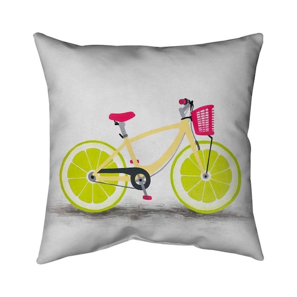 Begin Home Decor 20 x 20 in. Lime Wheel Bike-Double Sided Print Indoor Pillow - 5541-2020-TR37