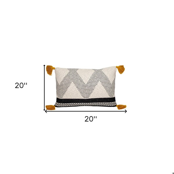 Homeroots 20 x 20 x 4 in. Beige & Black Knit Throw Pillow - 383146