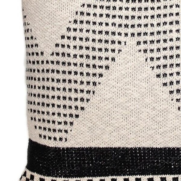 Homeroots 20 x 20 x 4 in. Beige & Black Knit Throw Pillow - 383146