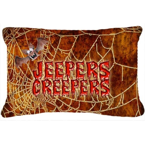 Carolines Treasures Carolines Treasures SB3018PW1216 Jeepers Creepers With Bat And Spider Web Halloween Indoor & Outdoor Fabric Decorative Pillow - SB3018PW1216