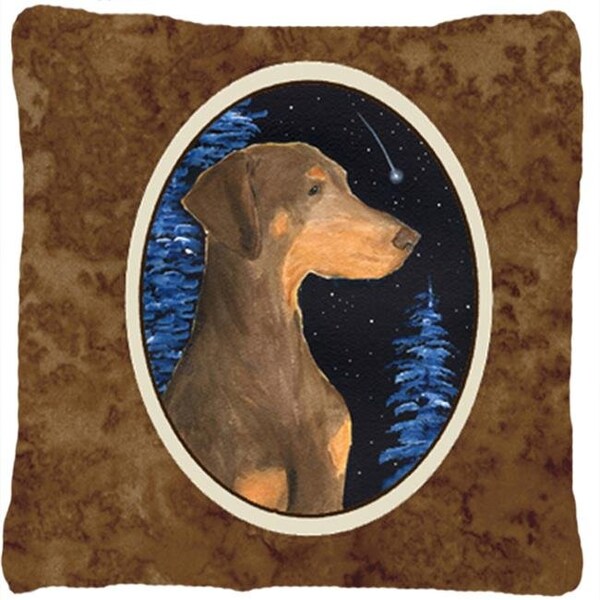 Carolines Treasures Carolines Treasures SS8462PW1414 Starry Night Doberman Indoor & Outdoor Decorative Fabric Pillow - 14 x 14 in. - SS8462PW1414