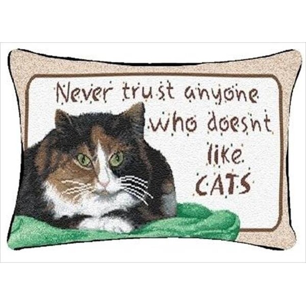 Manual Woodworkers & Weavers Manual Woodworkers and Weavers TWNTLC Never Trust Anyone Who Doesn T Like Cats Tapestry Pillow Jacquard Woven Fashionable Design 8.5 X 12.5 in. Poly Blend - TWNTLC