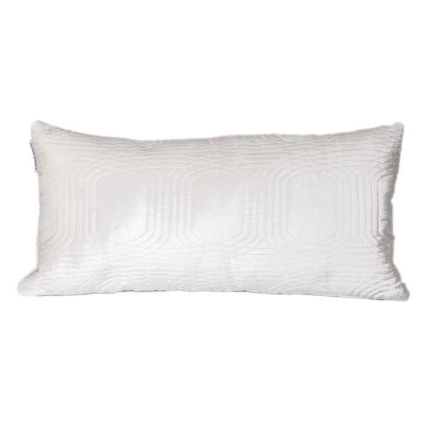 Homeroots Quilted Velvet White Lumbar Throw Pillow - 402893