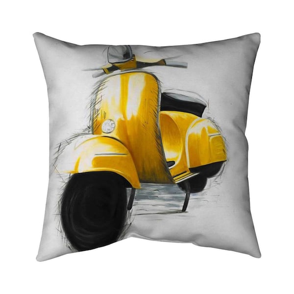 Fondo 20 x 20 in. Yellow Italian Scooter-Double Sided Print Indoor Pillow - FO2793962