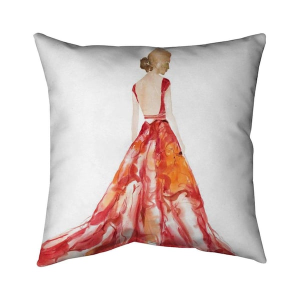 Begin Home Decor 20 x 20 in. Red Prom Dress-Double Sided Print Indoor Pillow - 5541-2020-FA32
