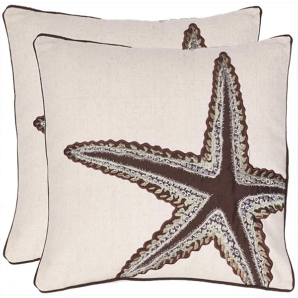 Safavieh Richard 18-Inch Ecru Decorative Pillows- 2PK - PIL830A-1818-SET2
