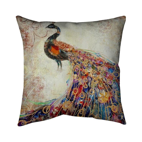 Begin Home Decor 20 x 20 in. Majestic Peacock-Double Sided Print Indoor Pillow - 5541-2020-AN11