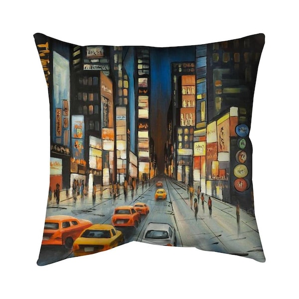 Begin Home Decor 20 x 20 in. View on Times Square-Double Sided Print Indoor Pillow - 5541-2020-CI343