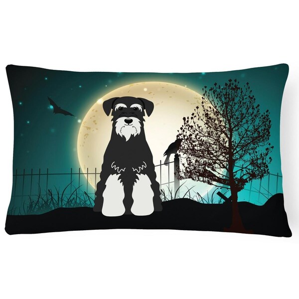 Jensendistributionservices Halloween Scary Standard Schnauzer Salt & Pepper Canvas Fabric Decorative Pillow - MI2549875