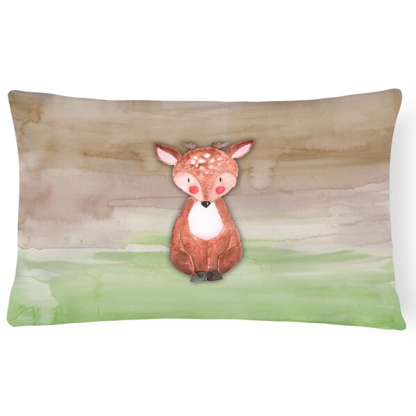 Carolines Treasures Carolines Treasures BB7442PW1216 Baby Deer Watercolor Canvas Fabric Decorative Pillow - BB7442PW1216