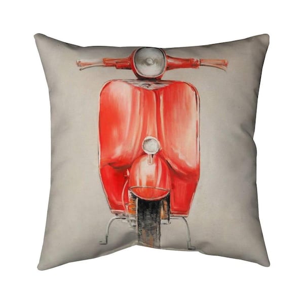 Begin Home Decor 26 x 26 in. Small Red Moped-Double Sided Print Indoor Pillow - 5541-2626-TR48
