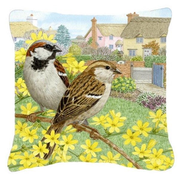 Carolines Treasures Carolines Treasures ASAD0677PW1414 House Sparrows by Sarah Adams Canvas Decorative Pillow - ASAD0677PW1414