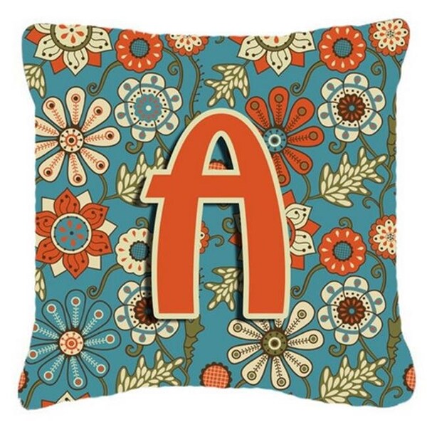 Carolines Treasures Carolines Treasures CJ2012-APW1818 Letter A Flowers Retro Blue Canvas Fabric Decorative Pillow - CJ2012-APW1818