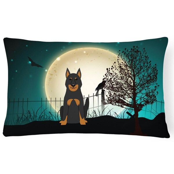 Carolines Treasures Halloween Scary Beauce Shepherd Dog Canvas Fabric Decorative Pillow - BB2270PW1216