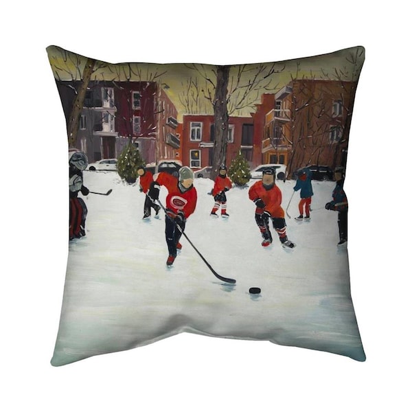 Fondo 20 x 20 in. Young Hockey Players-Double Sided Print Indoor Pillow - FO2798518