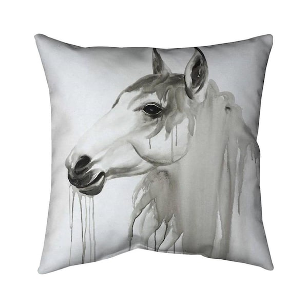 Fondo 20 x 20 in. Beautiful White Horse-Double Sided Print Indoor Pillow - FO2793606