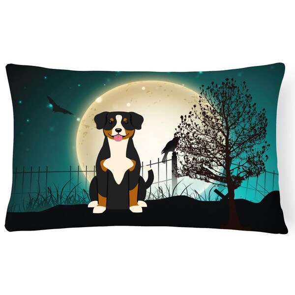 Carolines Treasures Halloween Scary Entlebucher Canvas Fabric Decorative Pillow - BB2228PW1216