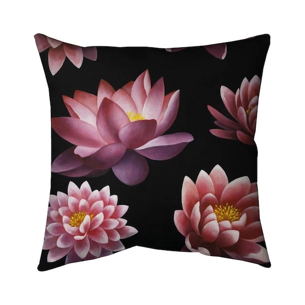 Fondo 26 x 26 in. Lotus Flower Pattern-Double Sided Print Indoor Pillow - FO2795845