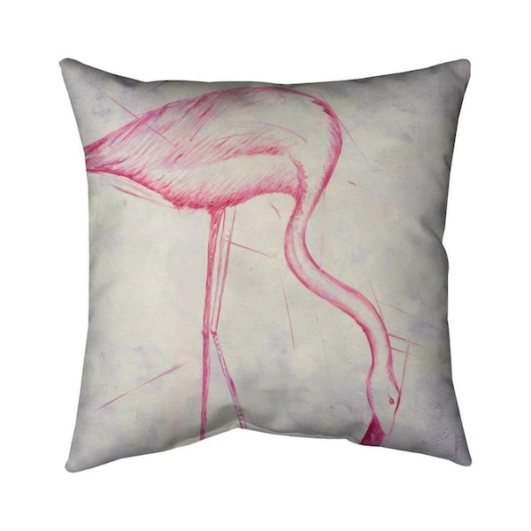 Begin Home Decor 26 x 26 in. Pink Flamingo Sketch-Double Sided Print Indoor Pillow - 5541-2626-AN184