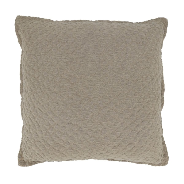 Saro 17 in. Textured Design Square Throw Pillow with Poly Filling, Taupe - 4835.T17SP