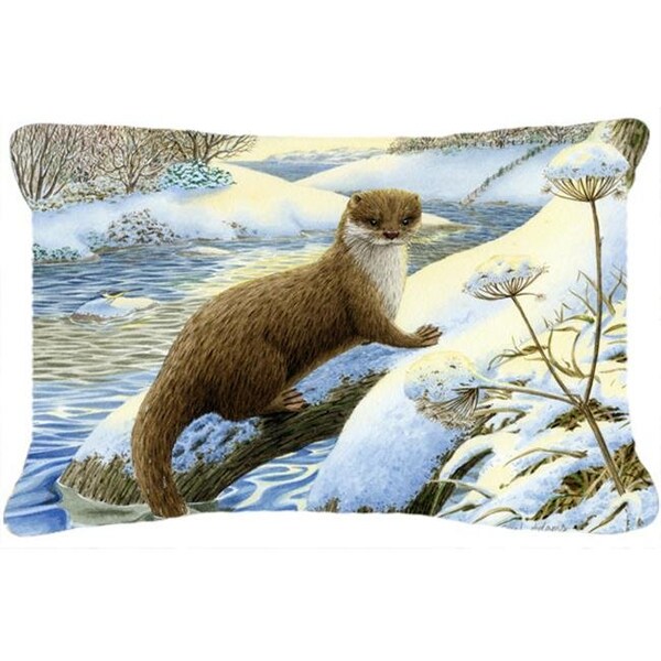 Carolines Treasures Carolines Treasures ASA2187PW1216 Winter Otter Fabric Decorative Pillow - ASA2187PW1216