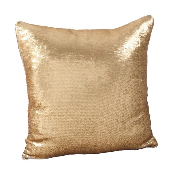 Rlm Distribution SARO  18 in. Square Sirun Sequin Mermaid Design Down Filled Throw Pillow  Champagne - HO2657572