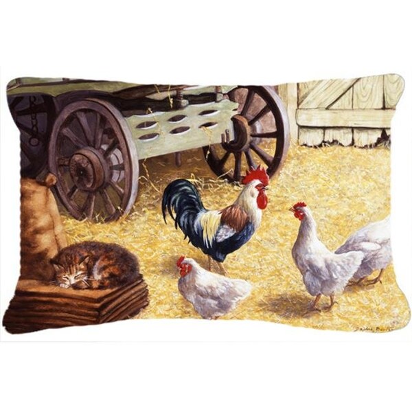 Carolines Treasures Carolines Treasures BDBA0339PW1216 Rooster & Hens Chickens in the Barn Fabric Decorative Pillow - BDBA0339PW1216