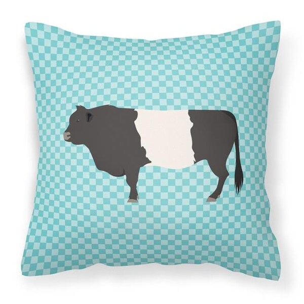 Carolines Treasures Carolines Treasures BB8005PW1414 Belted Galloway Cow Blue Check Fabric Decorative Pillow; 14 x 14 in. - BB8005PW1414