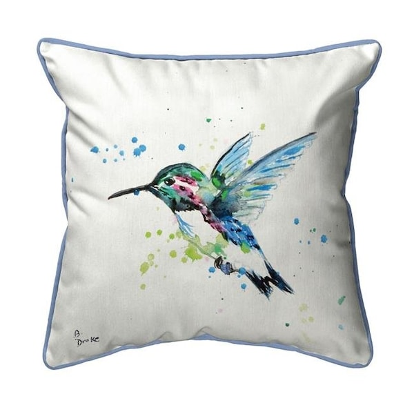 Betsy Drake Betsy Drake SN635 12 x 12 in. Green Hummingbird Small Outdoor & Indoor Pillow - SN635