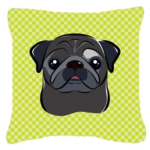 Carolines Treasures Carolines Treasures BB1325PW1818 Checkerboard Lime Green Black Pug Fabric Decorative Pillow; 18 x 18 In. - BB1325PW1818