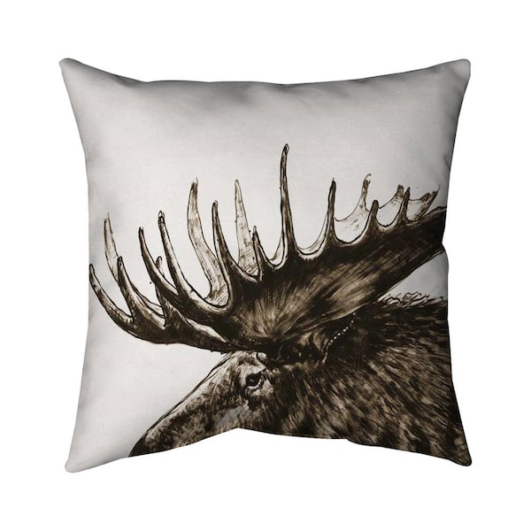 Begin Home Decor 26 x 26 in. Moose Plume Sepia-Double Sided Print Indoor Pillow - 5541-2626-AN473-2