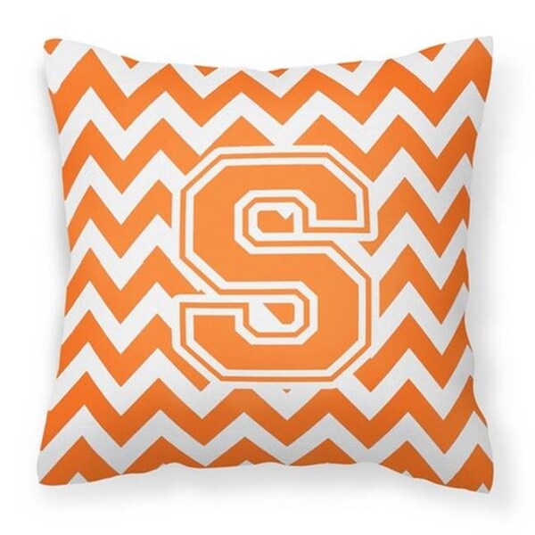 Carolines Treasures Carolines Treasures CJ1046-SPW1414 Letter S Chevron Orange & White Fabric Decorative Pillow - CJ1046-SPW1414